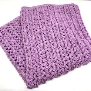 Baby Blanket Afghan Lilac Purple Pastel Handmade Crocheted 36x30 Made in USA